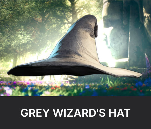 Grey Wizard's Hat Artifact Light Headwear Boost